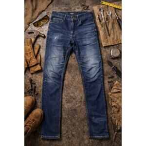 Origin USA D68 Denim Distressed Workwear  Jeans 30x34 Made in USA Stretch Blue